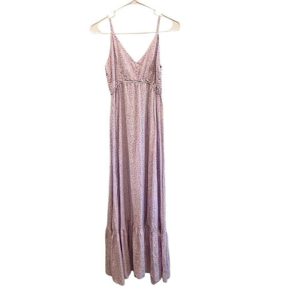 Kiwi Punch Womens Babydoll Maxi Dress Lavender Purple Boho Peasant Beach‎ Spring